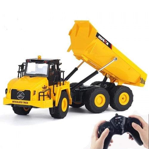 1/16 11CH RC Excavator & Alloy Metal Dump Car - Electric Sound & Light Remote Control Die-cast Truck