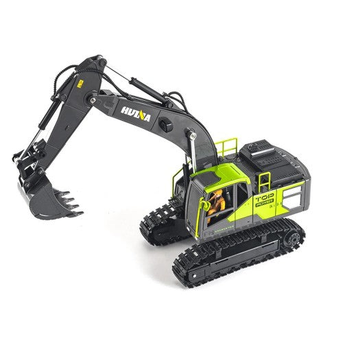 1:18 Die-Cast Metal RC Excavator – 11CH Radio Control Construction Vehicle with LED Lights