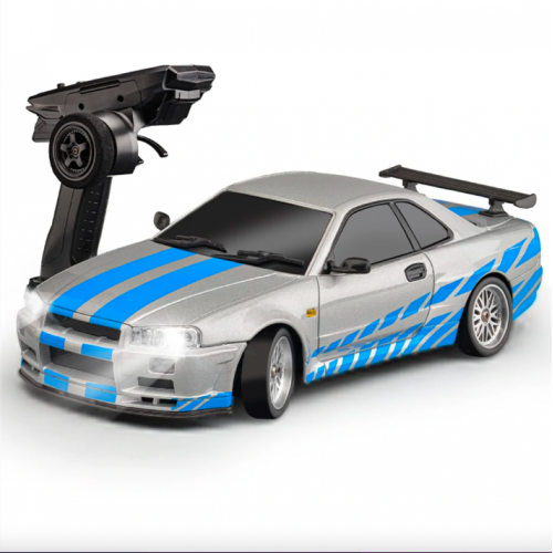 1/18 2.4G RWD RC Car GTR R34 with Optional Gyro & LED Light - On-Road Full Proportional Alloy Body Shell Racing Vehicle Model Toy