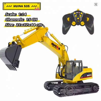1:14 Alloy RC Excavator – 15CH Metal Engineering Digger Truck with 2.4GHz Remote Control