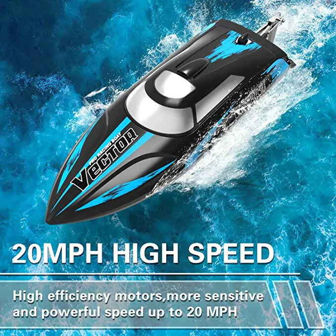 Vector30 Mini Self-Righting RC Pool Boat – 20MPH Racing Boat for Kids and Adults (Black)