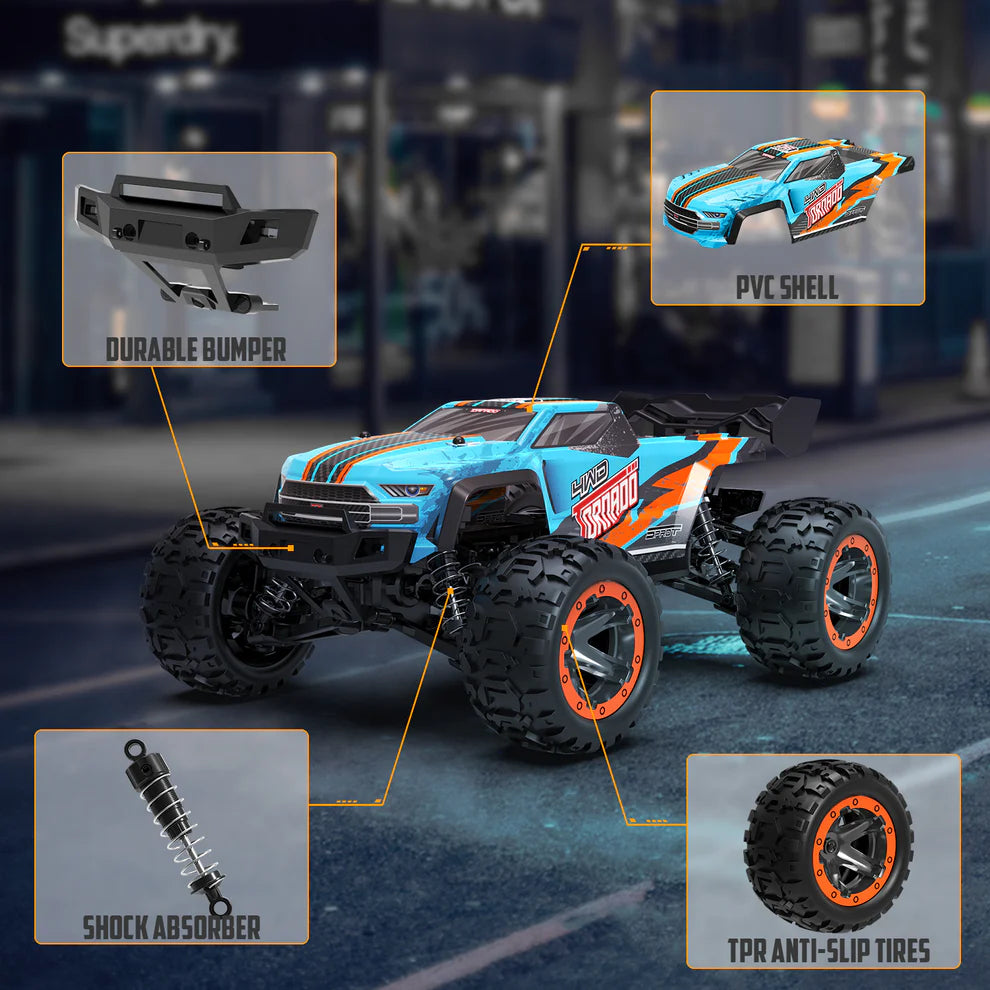 Blue Tornado 1/16 4WD Off-Road RC Truck – 30MPH High-Speed Remote Control Car (Green)