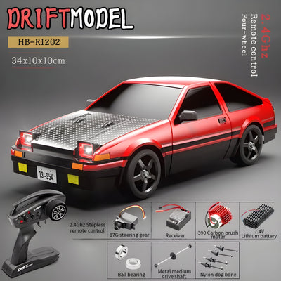 1:12 Scale 2.4G 4WD RC Drift Car – Electric Powered GTR Model, App-Controlled, High-Speed Racing