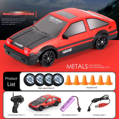 1:24 Scale 2.4G 4WD RC Drift Car – Electric, App-Controlled, Remote Sport Racing Vehicle with LED Lights