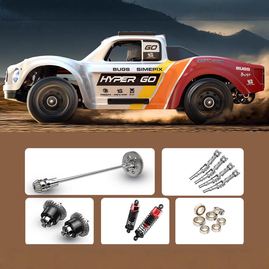 MJX 14211 1/14 4CH 2.4G Brushless 70km/h RC Truck Alloy Metal Chassis - Short Course Rally Car, Red