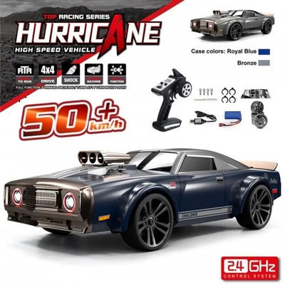 1:16 Scale 4WD RC Car with LED Lights – 2.4G Radio Remote Control Off-Road Retro Car – 40 Km/Hr Speed