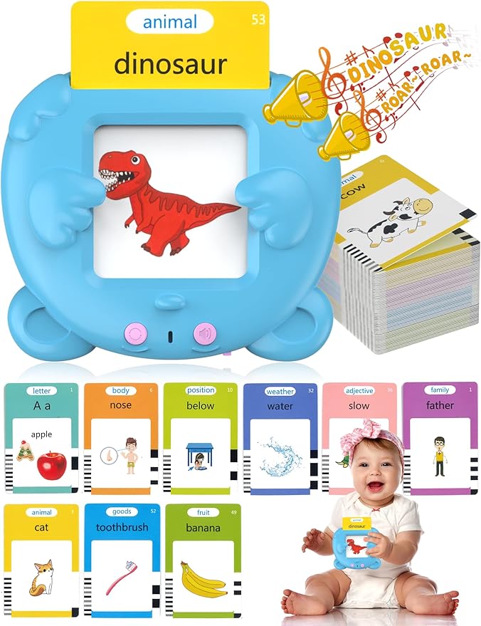 Talking Flash Cards for Toddlers 2-4 Years Old, 510 Sight Words Bilingual Learning Toys for Children, Autism Sensory Speech Therapy Toys, Spanish & English Espa¤ola Pocket Vocabulary Educational Games - Toyigo