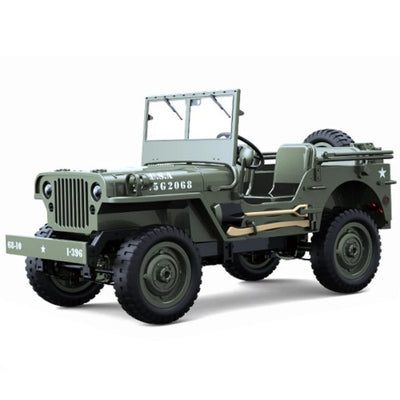 10 4WD RC Willys Military Truck – Metal Frame Rock Crawler with LED Lights