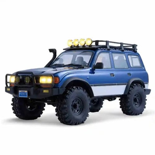 1/10 2.4G 4WD Brushless RC Car for TOYOTA Land Cruiser LC80 RS | Remote Controlled Locking Differentials, Two Speed Portal Axles, LED Light | Vehicles Models Toys - Blue