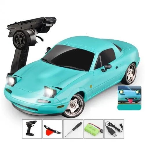1/18 2.4G RWD RC Car Mazda MX-5 with Gyro, LED Light, On-Road Full Proportional Racing Vehicles - Blue & Pink