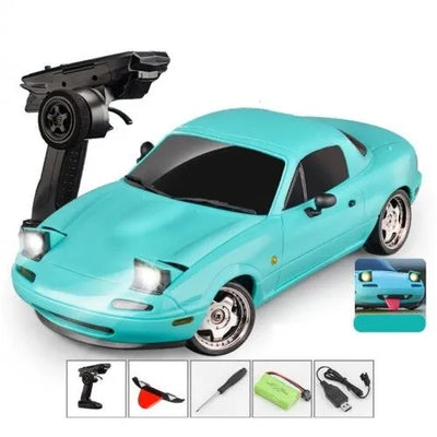 1/18 2.4G RWD RC Car Mazda MX-5 with Gyro, LED Light, On-Road Full Proportional Racing Vehicles - Blue & Pink