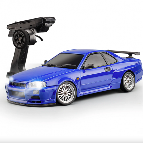 1/18 2.4G RWD RC Car GTR R34 with Optional Gyro & LED Light - On-Road Full Proportional Alloy Body Shell Racing Vehicle Model Toy