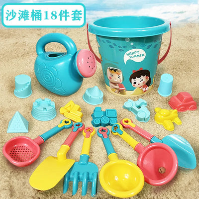 23PCS, 18PCS Summer Beach Set Toys, Baby Beach Toys, Baby Sand Toys, Kids Digging Sand Plastic Toys, Bucket Watering Bottle Shovels Children Beach Water Game Toys Tools - Toyigo