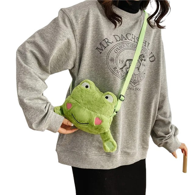 Cute Bunny Crossbody Bag, Cartoon Plush Frog Backpack, Kawaii Fluffy Plush Frog  Lovely Lolita Girl Handbag for kids Teenagers Wallets Bunny Backpack - Toyigo