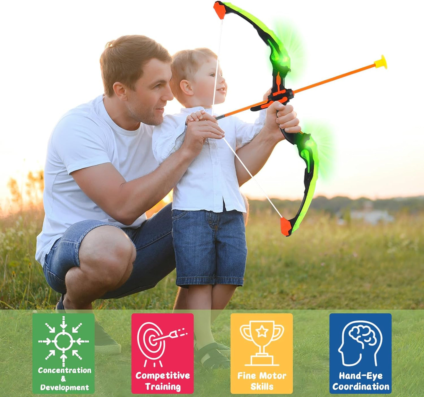 Kids Bow and Arrow Set, LED Light Up Archery Set, Princess Toys with Cape and Crown, 10 Suction Cup Arrows, Bow and Arrow, Indoor and Outdoor Kids Girl Toys for 3 4 5 6 7 8 Year Old