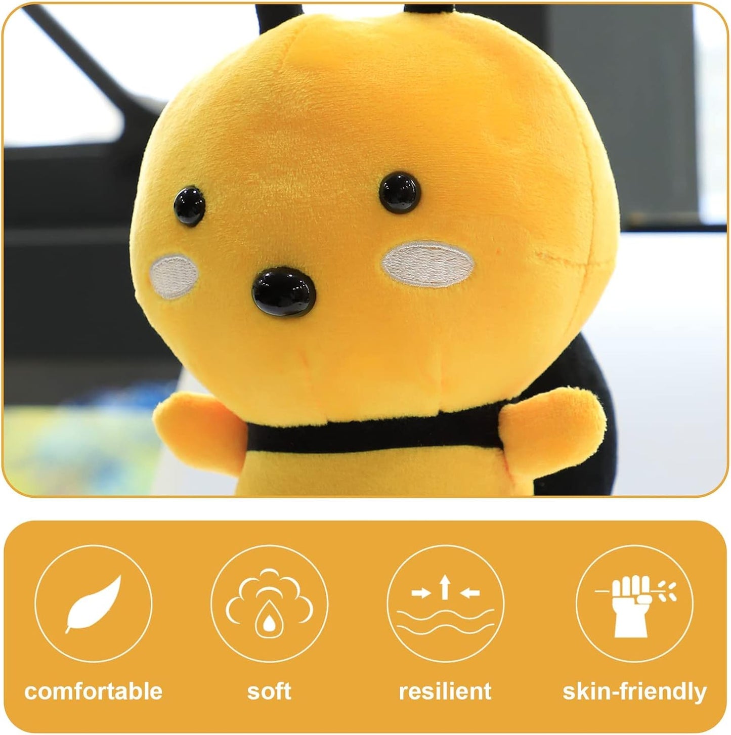 Movies & Tv soft toys, Putrer Bee Plush Toy, 8" Bee Stuffed Animal, Soft Honeybee Plush Doll Gift, for Kids Birthday Party,Christmas,Valentine (8 inch)