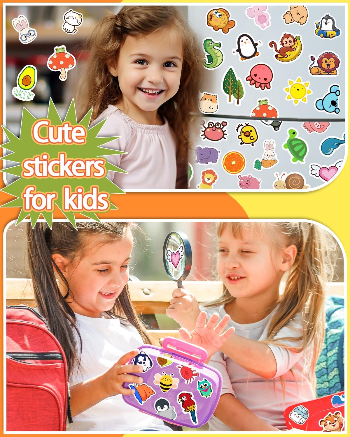 2000 Pcs Stickers, Water Bottle Stickers for Teens, Cute Kawaii Vinyl Phone Laptop Skateboard Animal Waterproof Stickers  for Kids, Bulk Aesthetic Sticker Packs for Boys Girls Teacher