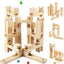 Wooden Marble Run includes 80 Wood Building Blocks Toys and 30 Colorful Glass Stones DIY Marble Maze Wood Marble Track Wooden Ramp Track Construction Set STEM Learning Toys for Gift