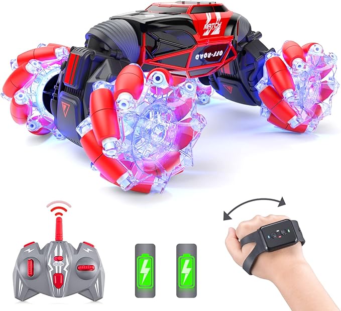 Rc Car, LED Gesture 4WD 2.4GHz Remote Control Gesture Sensing Car, 360ø Rotating Transform Off Road  Rc Stunt Car Double Sided with Lights & Dance for 6-12 Year Old Boys & Girls - Toyigo