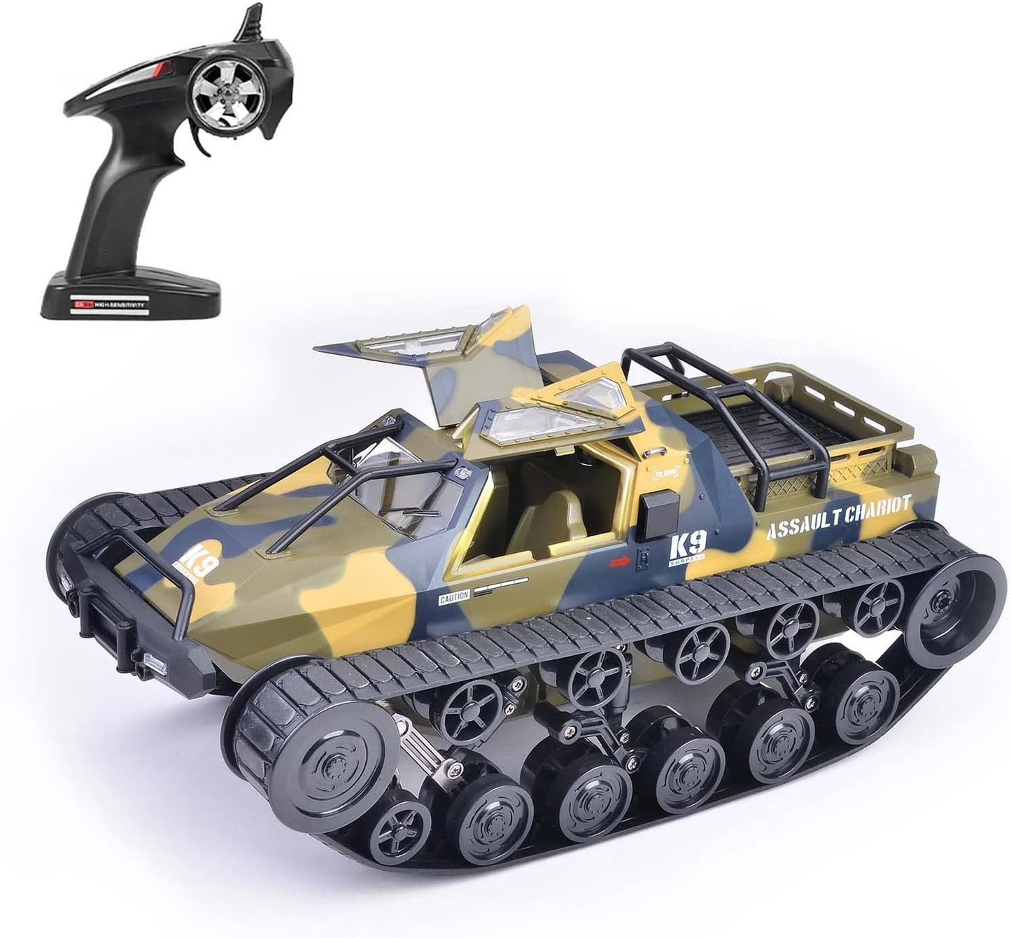 RC Tank Car, 1/12 Scale Remote Control Tank, 2.4GHz RC Tank for Kids, Remote Control Rechargeable Tank, 360ø Rotating Vehicle, Gifts for Boys Girls Teens - Toyigo