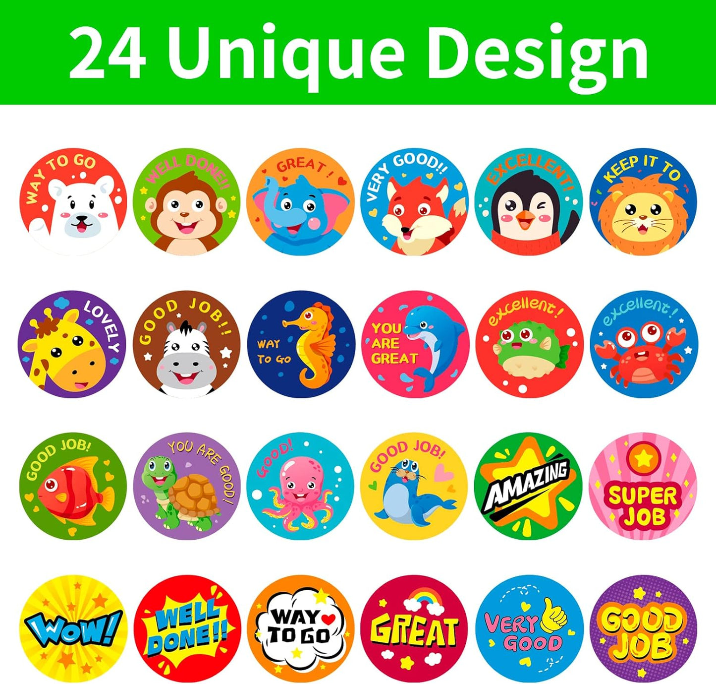 3 Rolls Motivational Stickers, 1500 Pcs Teacher Reward Stickers, School Supplies Roll Sticker, Potty Training Stickers for School Classroom Home, 24 Designs for Kids