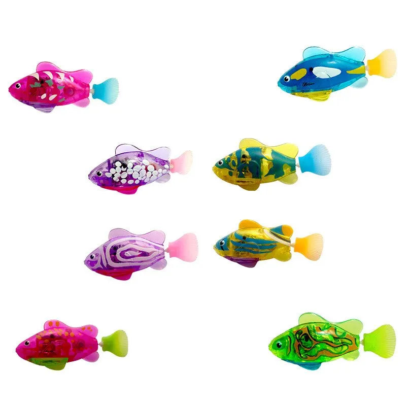 Electric Fish Toy, Summer Bath Toy Pet Cat Toys, Swimming Robot Fish, LED Robot Fish Toy, Funny Cat Fish Toy,  Swimming Robot Fish Bathtub Toys, Birthday Gift for Cat, Toddlers, Boys and Girls - Toyigo