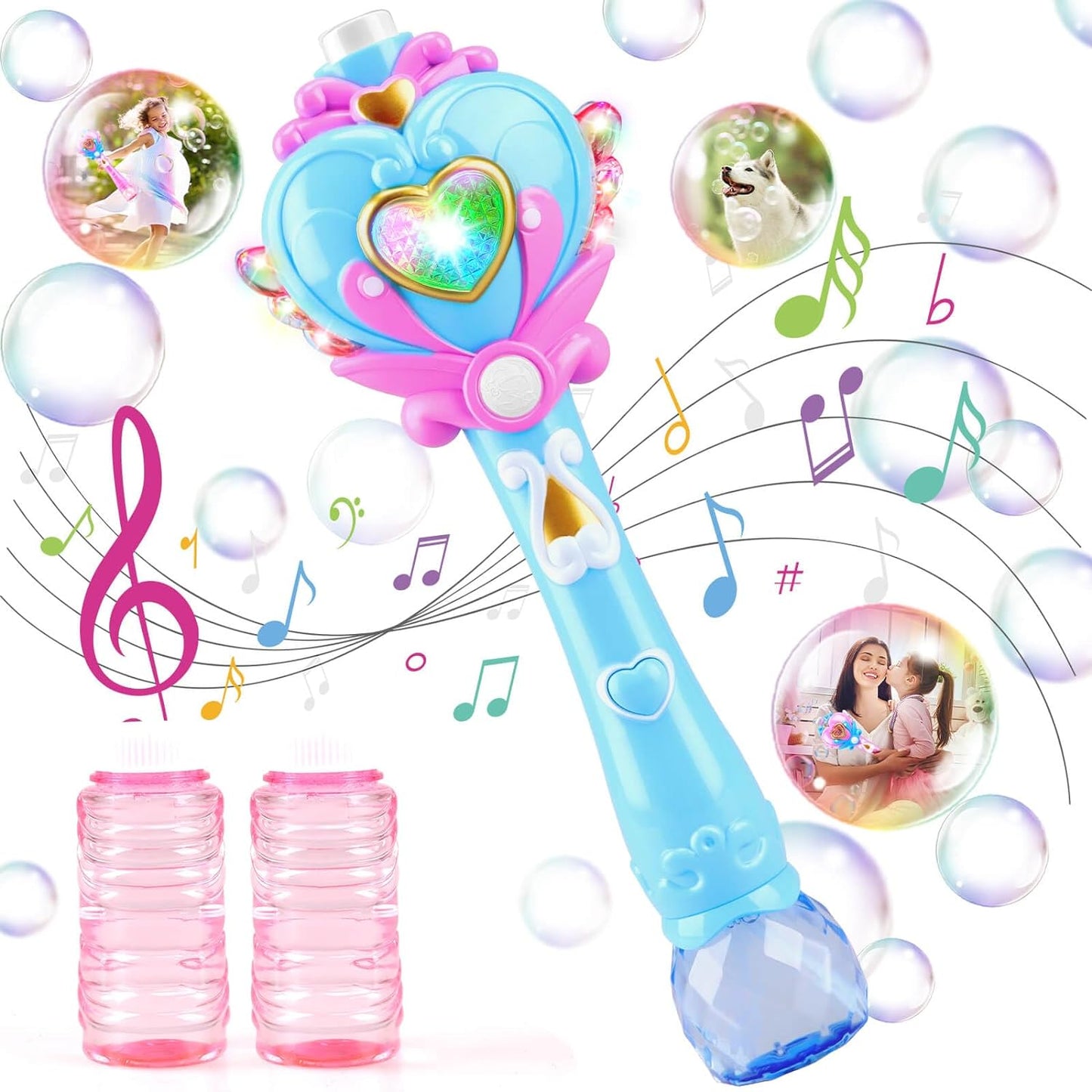 Toys for Girls: Princess Toy Bubble Wand, Birthday Gifts for 3 4 5 6 7 8 Years Old Girl, Bubbles Machine Fairy Wands for Kids Light Up with Bubble Solution, Toddler Girl Toys Age 4-5