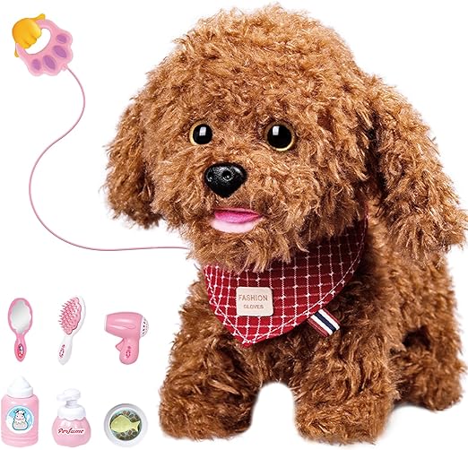 Walking Dog Toy for Kids with Leash, Puppy Toys for Kids, Toy Dogs That Walk and Bark, Interactive Stuffed Puppy with Remote Control, For Girls and Boys Aged 3-7 Year Old