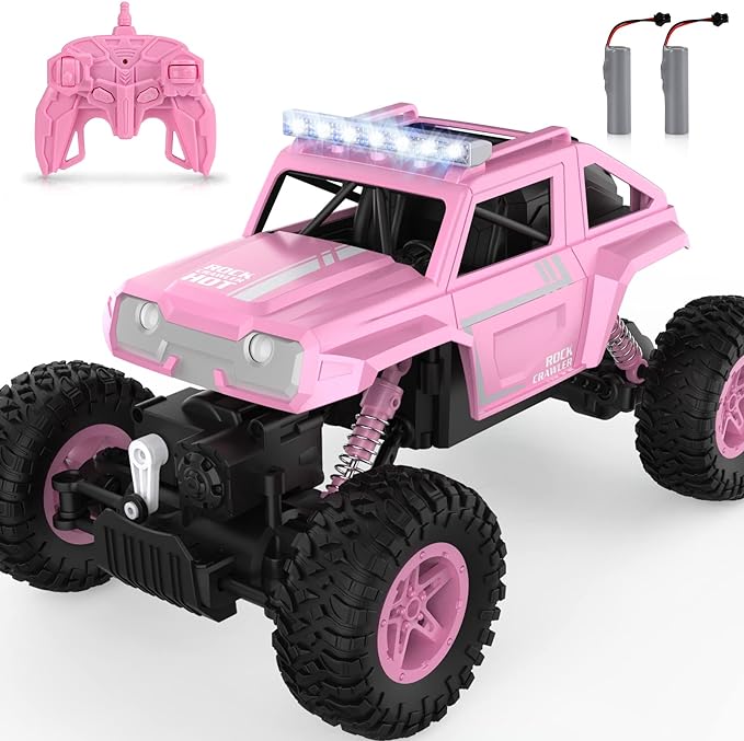 Rc Car, Remote Control Monster Truck, 1:14 Off Road Monster Truck,4WD 2.4Ghz 4WD with LED Headlight Rock Crawler 1:16 All Terrain Rechargeable Electric Toy for Boys & Girls Gifts - Toyigo