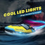 Rc Speed Boat, 2.4GHz Racing Boat with LED Lights For Seas, 30+ mph Fast Remote Control Boats, with Never Capsize & Low Battery Alarm Function Boat Toy for Adults Boys & Girls - Toyigo