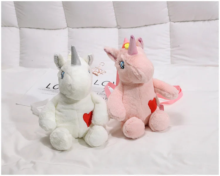 Soft Toys, Rainbow Unicorn Backpack, Kawaii Kindergarten backpack, Fluffy Plush Stuffed Animal Toys Cute Princess Mini Plushie Bag  Birthday Gifts For Friends(40cm) - Toyigo