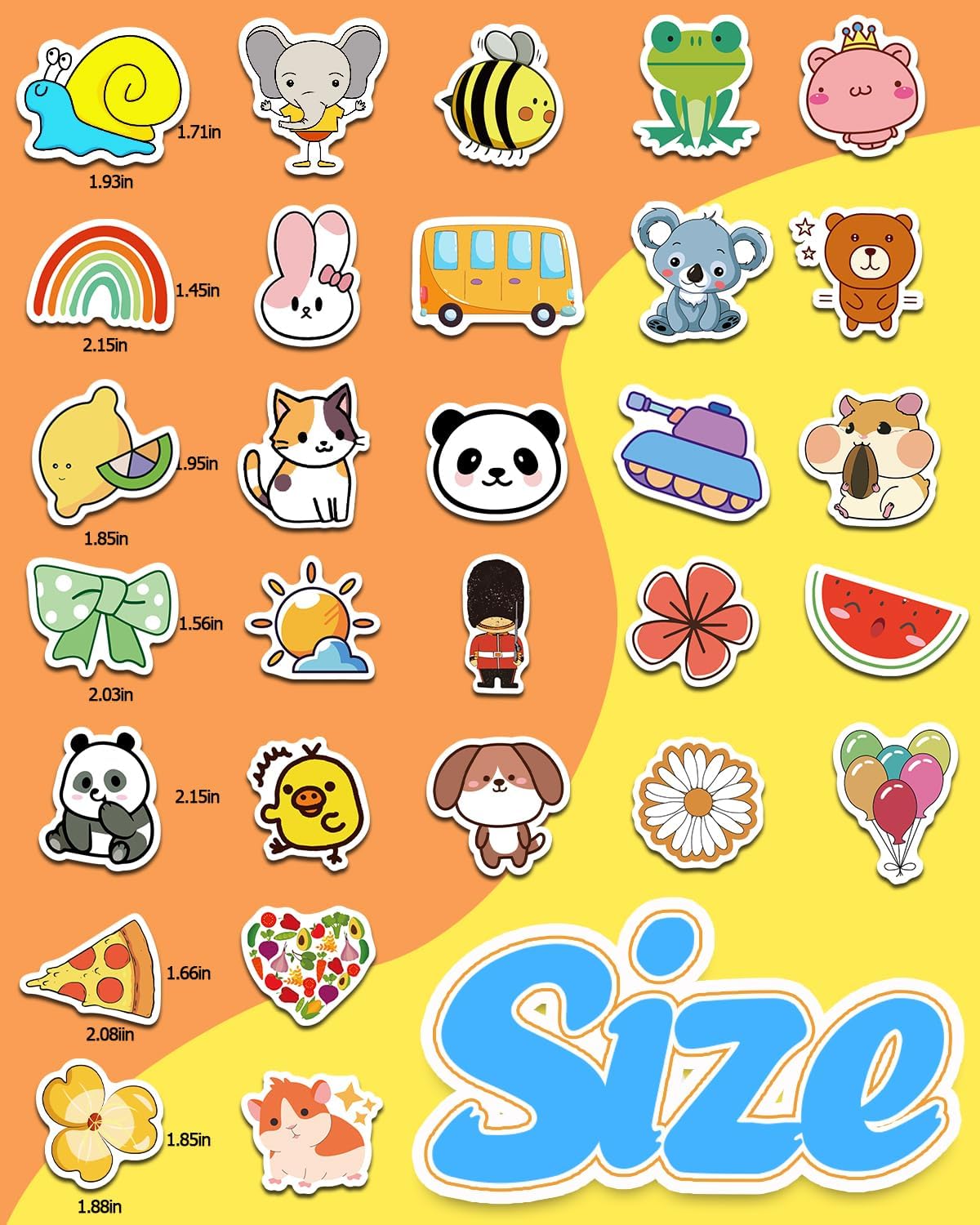 2000 Pcs Stickers, Water Bottle Stickers for Teens, Cute Kawaii Vinyl Phone Laptop Skateboard Animal Waterproof Stickers  for Kids, Bulk Aesthetic Sticker Packs for Boys Girls Teacher