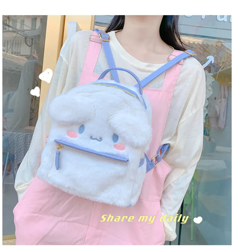 Cute Furry Plush, Kawaii Plush, Cinnamoroll-Dog Backpack, Melody Bag Big-eared Dog Plush Toy Mini Girls Backpacks for Kids - Toyigo