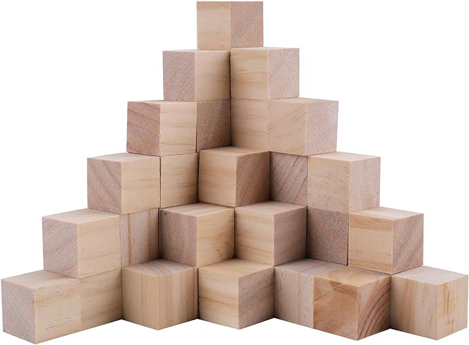 Unfinished Wooden Blocks, 2 Inch, 1.5 Inch, 1 Inchs Wooden Blocks Set, Natural Wood Blocks for Crafting Projects for Great for DIY Crafts Making(30,pack)