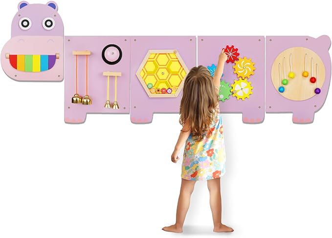 Educational Toys, Crocodile Montessori Busy Board, Activity Cube,Wall Toys,Daycare Furniture,Playroom Furniture,Interactive Toys,Wooden Toys, 6 M+ babies Learning Toys,Boys and Girls Gifts - Toyigo