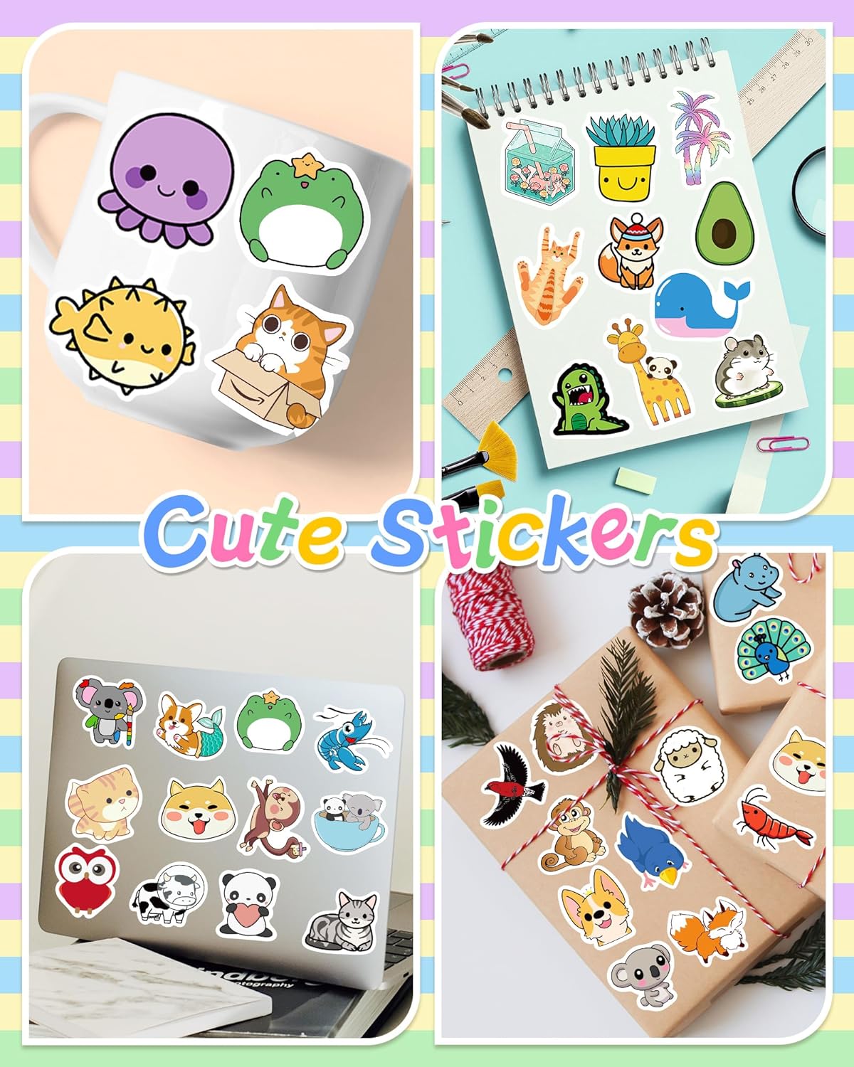 Sticker for Water Bottles, 300 Pcs Pack Cute Vinyl Waterproof Vsco Laptop Stickers for School Students Classroom Teachers Prizes Stickers for Kids Teens Girls