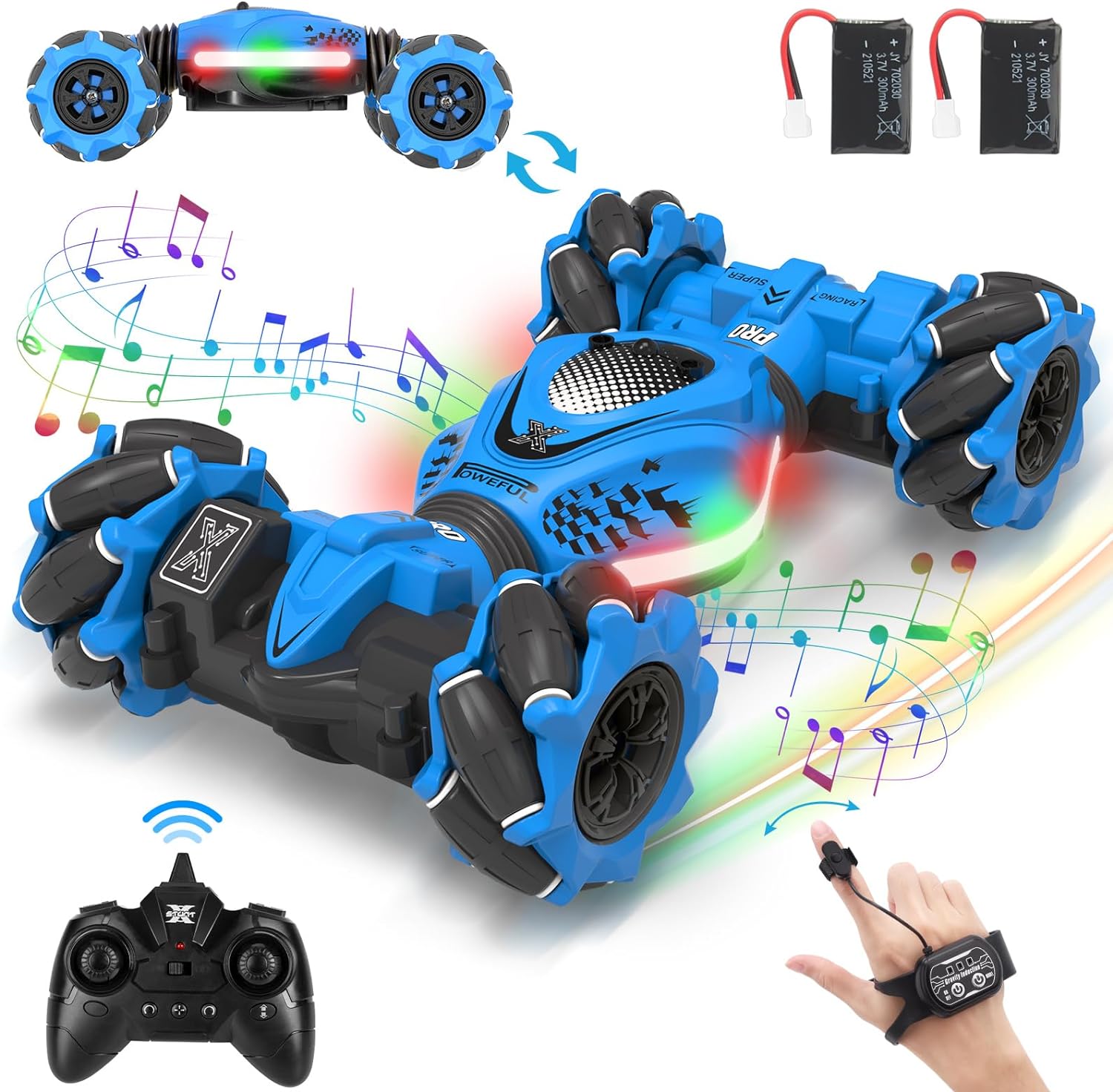 RC Stunt Car, 2.4GHz 4WD Gesture Sensing RC Stunt Car, Drift Hand Controlled Remote Control Twist Cars,  Offroad 360ø Rotation with Lights Music for 6-12 yr Boys Girls Birthday Gifts - Toyigo