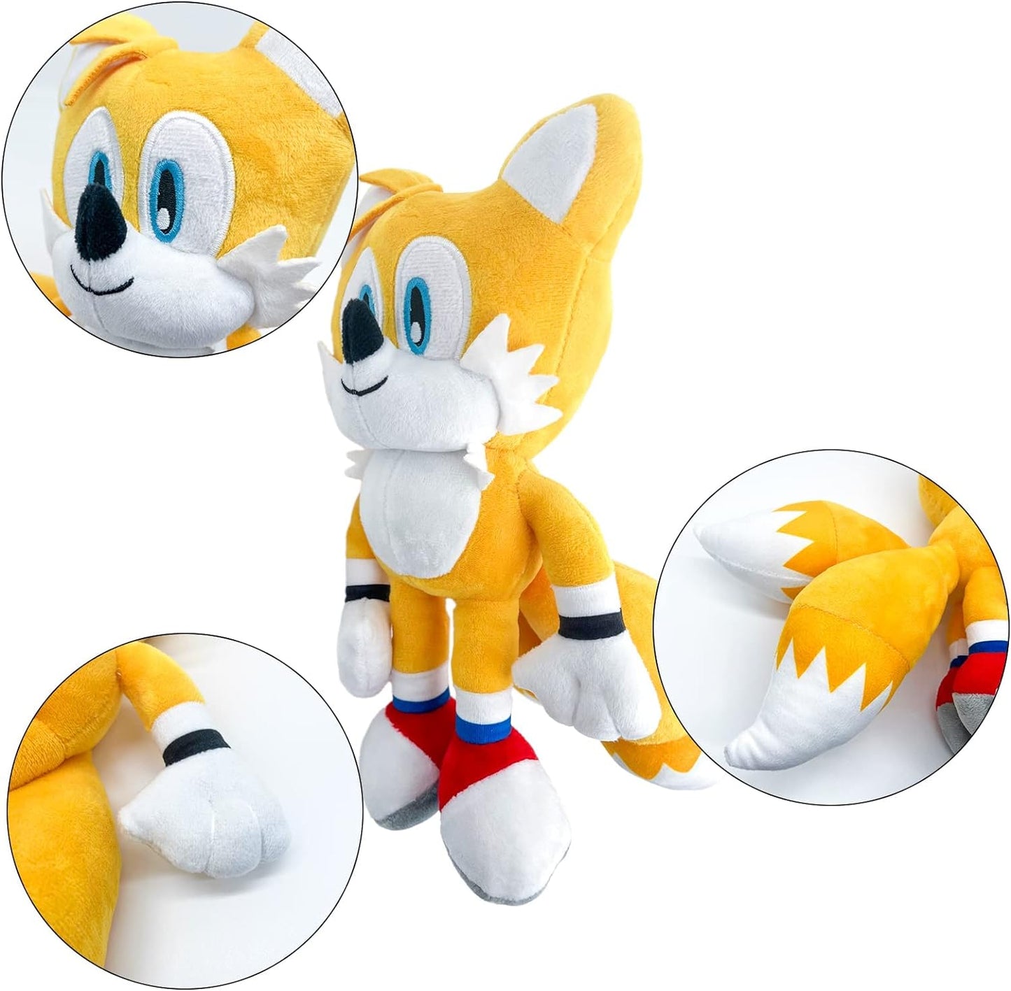 Movies & Tv soft toys, 12 Inches Sonic 2 Plush Toy, The Hedgehog Movie Sonic Plush Toys, Knuckles Shadow Tails Plush Doll Toys,  Gifts for Boys and Girls (Sonic+Tails+Knuckles), (Tails)