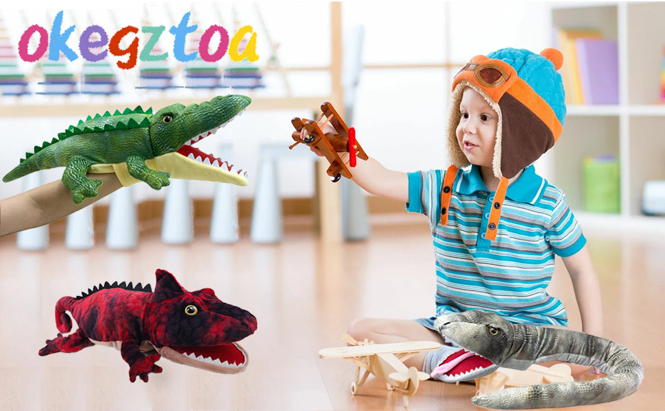 Puppet Hand Puppet Crocodile Puppets, Large Creatures with Movable Mouth Puppet, Role Play Story Animal Puppets, Soft Stuffed Crocodile, Hand Puppets for Kids Ages 4-8