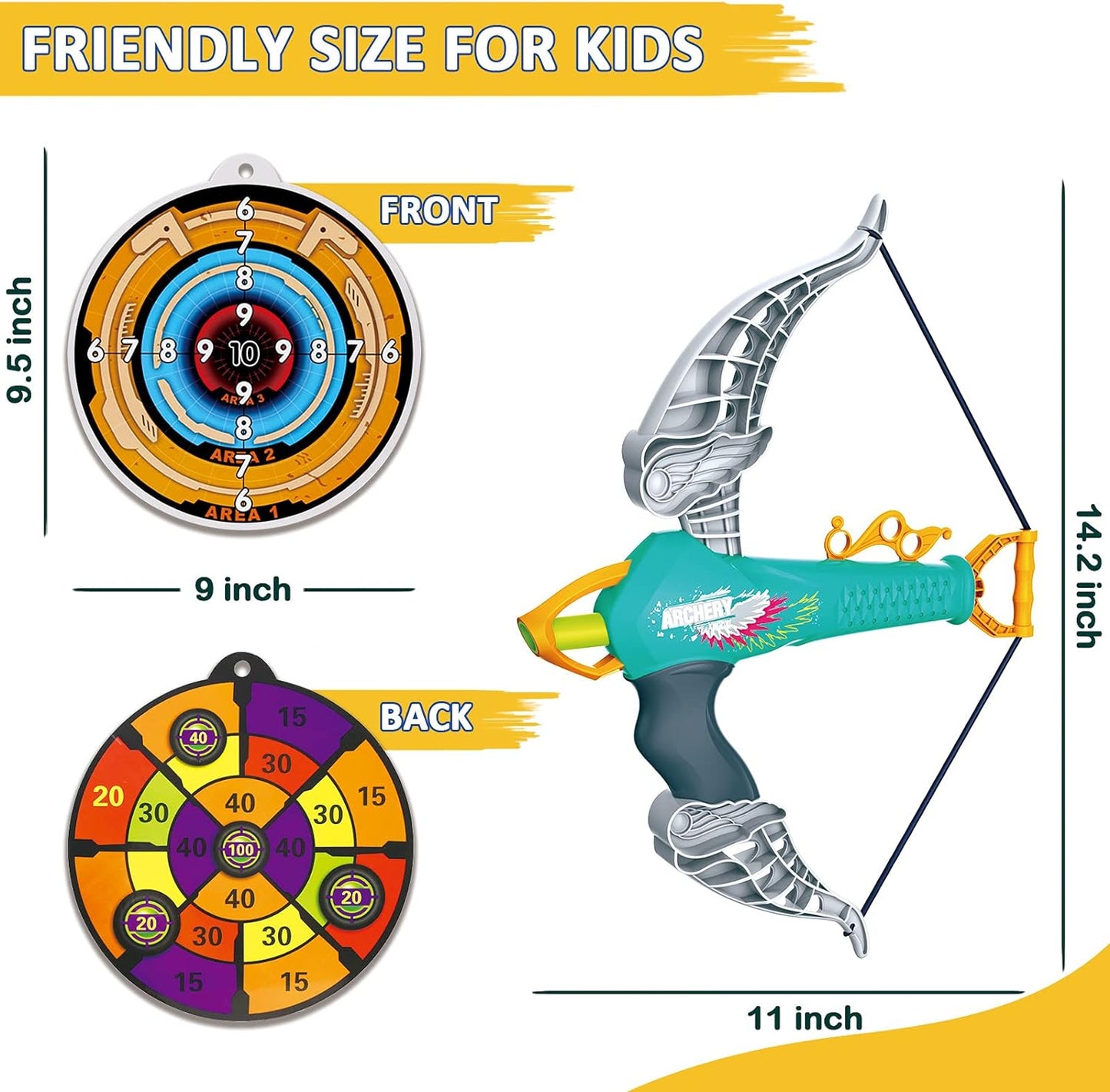 Bow and Arrow for Kids Toys, Archery Set with 20 Suction Cup Arrows, Gifts for Boys Girls Toddler Age 4 5 6 7 8 Year Old