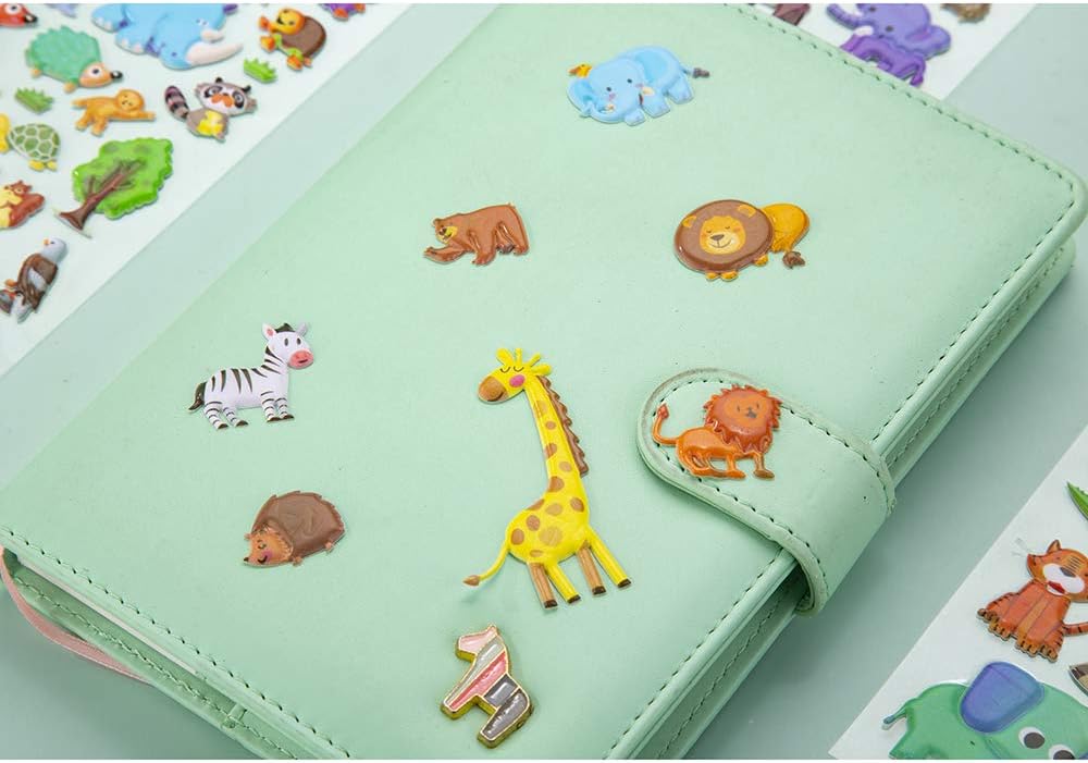 3D Puffy Stickers, Resuable Sticker for Toddler, Boys, Girls 4 Sheets for Kids, Mother Child Animals, Dogs, Cats, Elephant, Giraffe, Monkey, Sheep, Panda, Koala, Rabbit (Zoo)