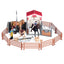 Horse Stable Playset with Wash Area & Fence, Includes Mustang Stallion, Barn, and Toy Figures for Kids