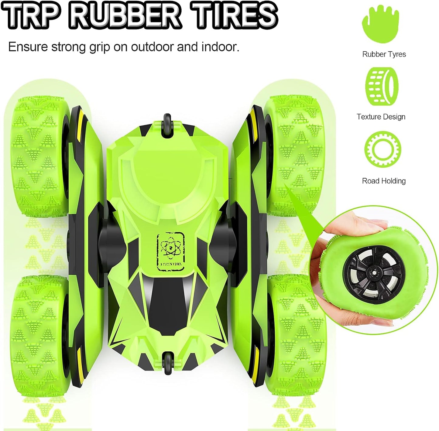 RC Cars Remote Control Car, 360øDouble Sided Flips Rotating RC Stunt Car, with Wheel Lights,4WD 2.4Ghz Double-Sided RC Cars, Kids Xmas Birthday Toy Cars for Boys/Girls, Green, blue - Toyigo