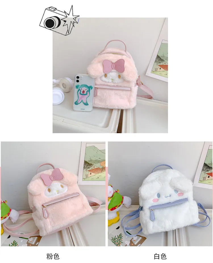 Cute Furry Plush, Kawaii Plush, Cinnamoroll-Dog Backpack, Melody Bag Big-eared Dog Plush Toy Mini Girls Backpacks for Kids - Toyigo