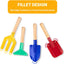 6 Piece Kids Beach Tools, Children Beach Sand Toys, Made of Metal with Sturdy Wooden Handle, Safe Beach Gardening Set, Spoon, Fork, Trowel, Rake & Shovel for Kids