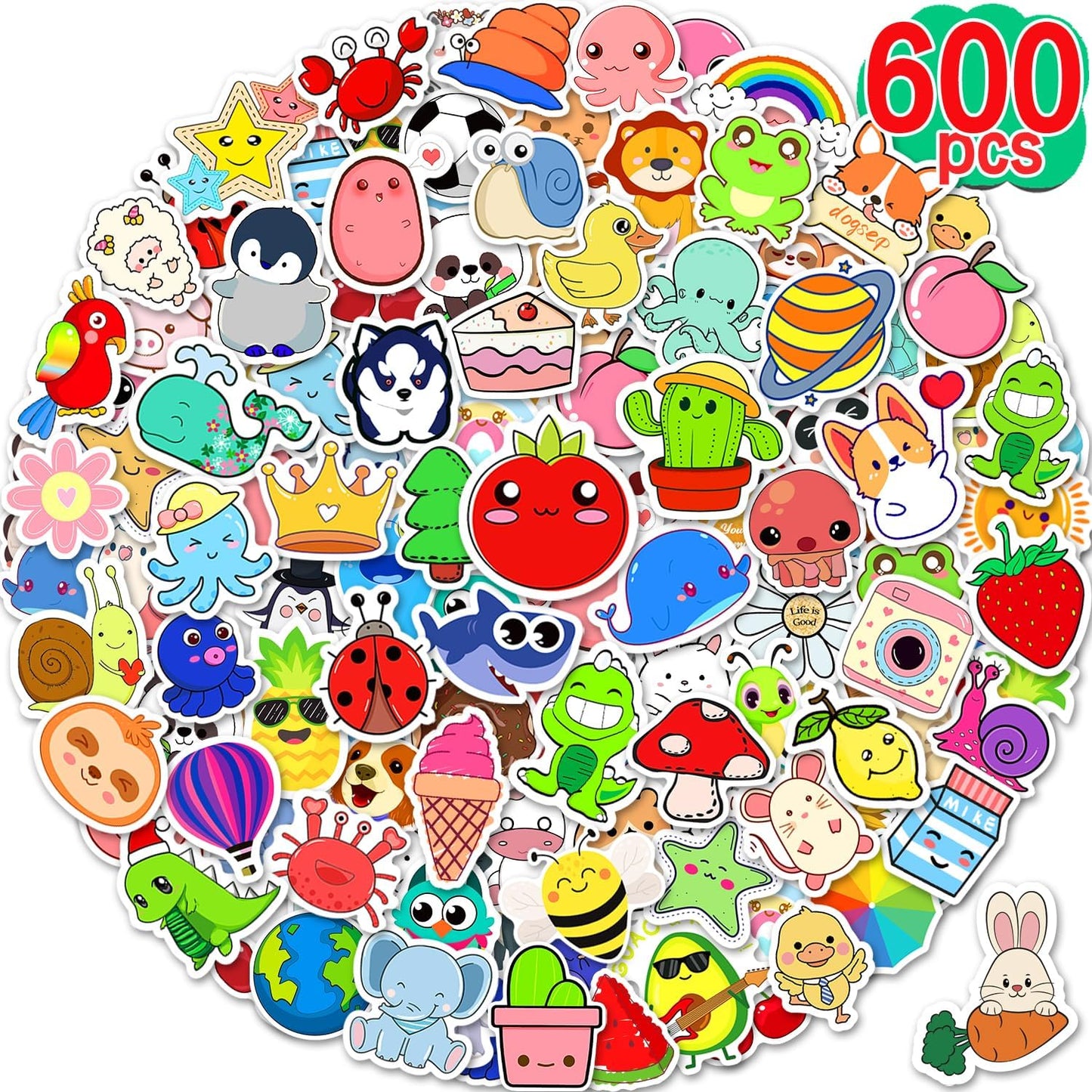 2000 Pcs Stickers, Water Bottle Stickers for Teens, Cute Kawaii Vinyl Phone Laptop Skateboard Animal Waterproof Stickers  for Kids, Bulk Aesthetic Sticker Packs for Boys Girls Teacher