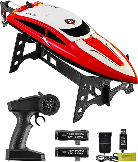 Remote Control Boat for Pools and Lakes, Velocity Pro LED RC Boat, Mini Under Water RC Boat , 2 Rechargeable Batteries, 2.4GHZ Remote Control Boats For Adults and Kids - Toyigo