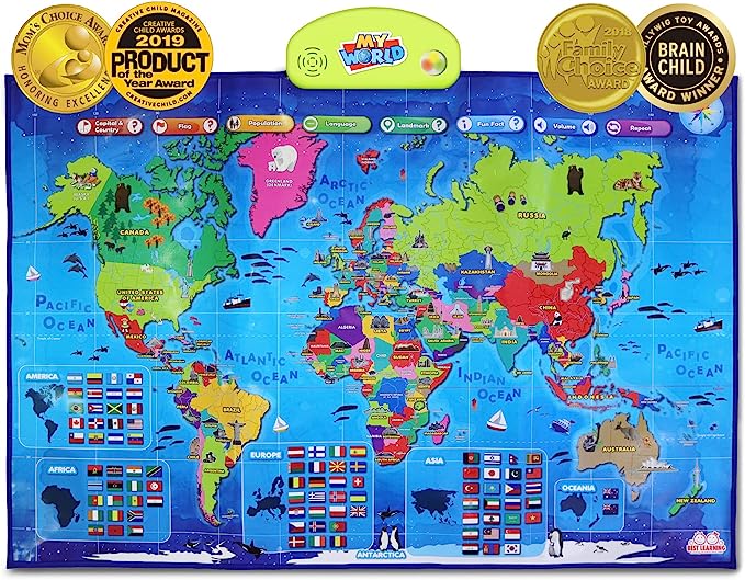 Educational Smart Talking Poster Toy, USA Interactive Map, Smart Learning Toy, Geography Electronic Game Educational Talking Poster for Children, Boy or Girl Ages 5 to 12 Years - Toyigo