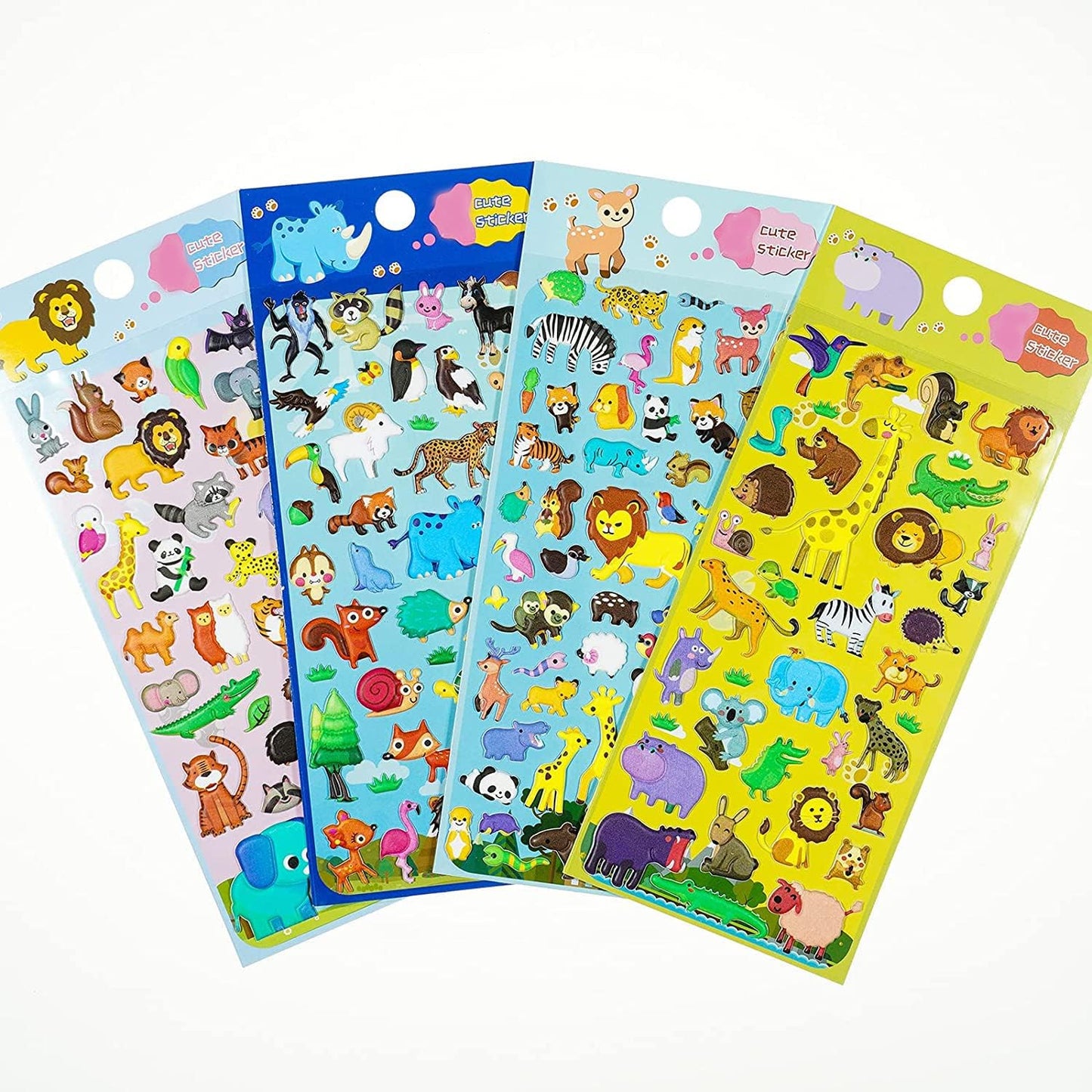 3D Puffy Stickers, Resuable Sticker for Toddler, Boys, Girls 4 Sheets for Kids, Mother Child Animals, Dogs, Cats, Elephant, Giraffe, Monkey, Sheep, Panda, Koala, Rabbit (Zoo)