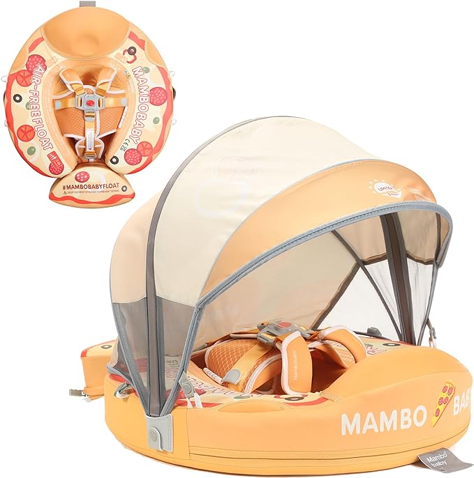 Mambobaby Float with Canopy,  Float No.7 Airplane AnjeeIOT Add Tail Newest Baby Swim Float Non-Inflatable Solid Pool Infant Swim Trainer Swimming Ring for Infant Toddlers 3-48 Months,for Kids